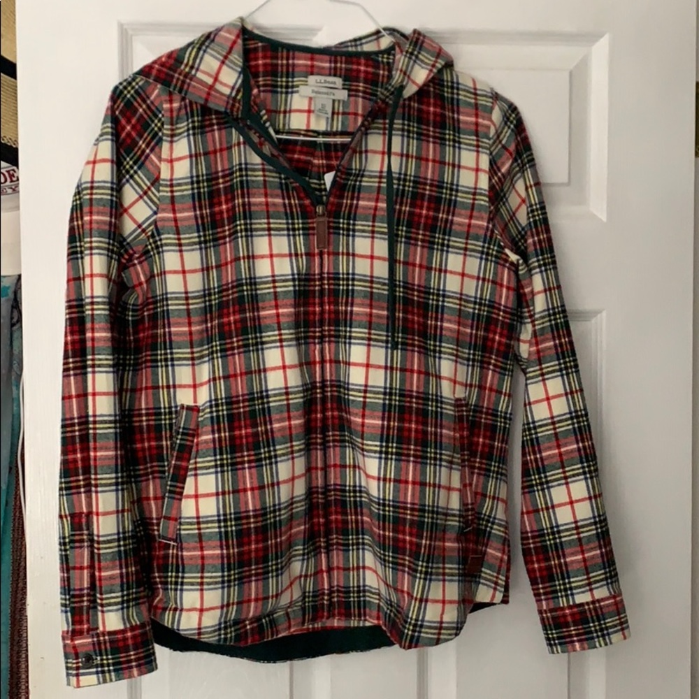 LL Bean Hooded zip up flannel shirt